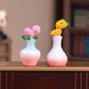 4Pcs Mini Vase Ornament Healing Mini Garden Stress Relief Partner Resin Bouquet Desktop Narrative Sense Decor