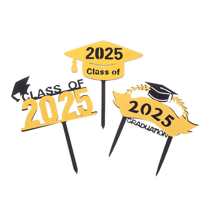 Украшения для торта на выпускной 2025 года, акриловые украшения для выпускного класса 2025 года, двухслойные украшения для торта на выпускной церемонии