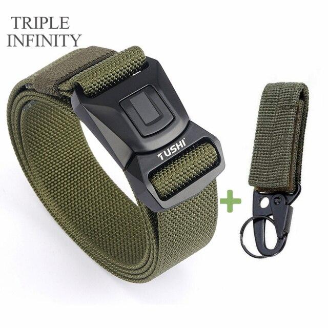 Новый мужской ремень для брюк, цинковый сплав, сменная пряжка, защитные мужские ремни для работы на открытом воздухе, быстросохнущий прочный нейлоновый повседневный вязаный ремень