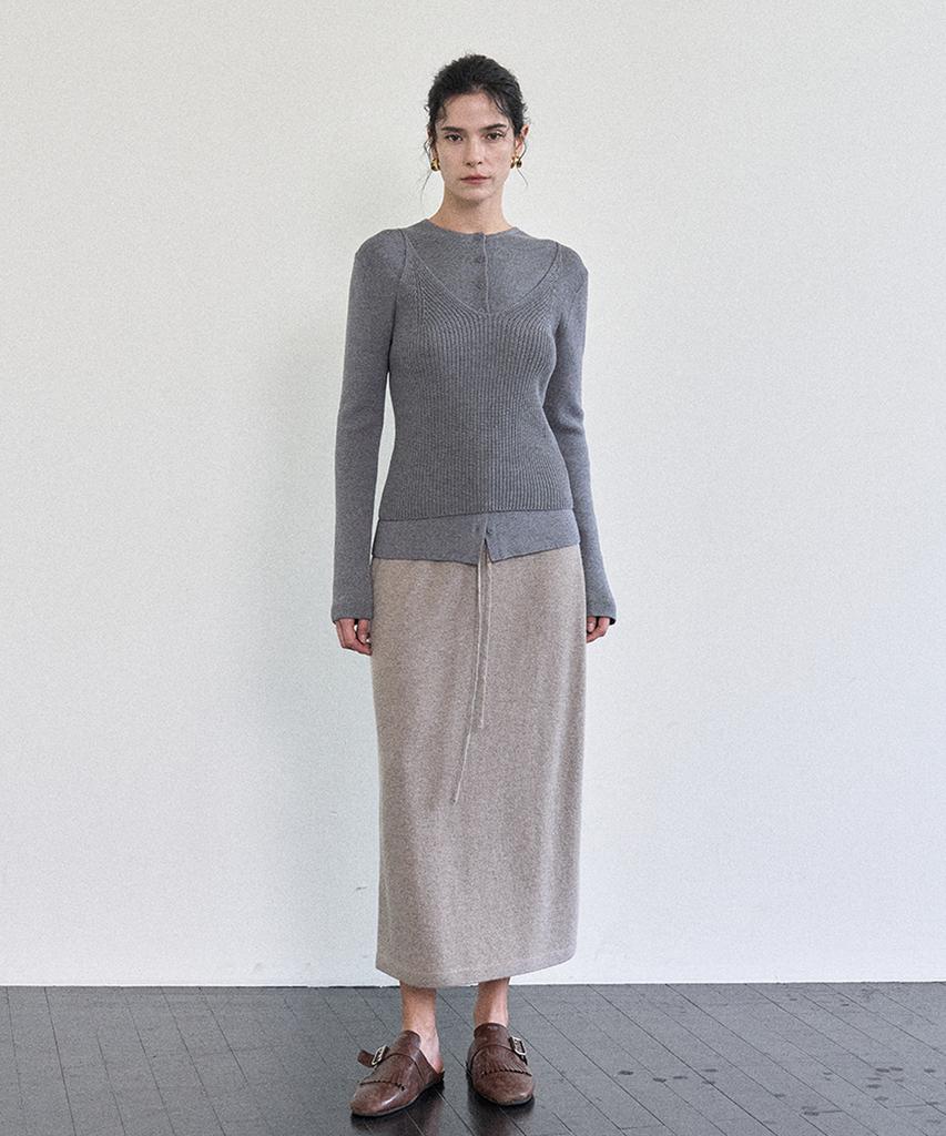 Pilot Wool Cashmere Knit Elastic Skirt (2 Colors)