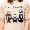 Игровая футболка Undertale, Футболка с персонажами Sans, Papyrus, Toriel из инди-игры, Ретро Пиксельная футболка с графикой RPG, Винтажная футболка для геймеров, Подарок для фанатов видеоигр