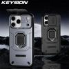 KEYSION Противоударный бронированный чехол для iPhone 17 Pro Max со сдвижной защитой объектива камеры, металлической кольцевой подставкой и чехлом для телефона для iPhone 17 Air