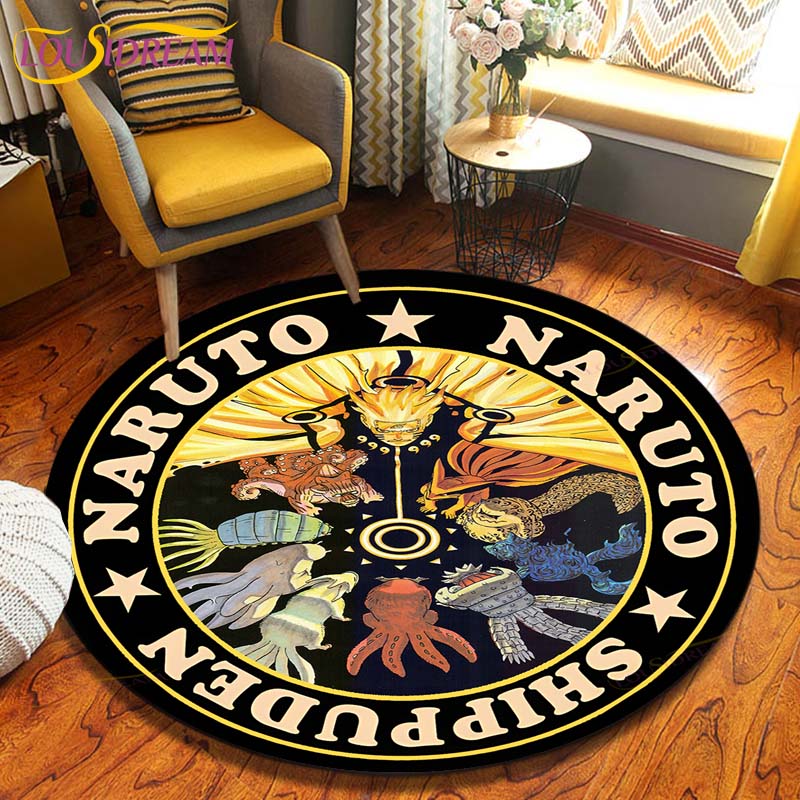 Круглый ковер в стиле аниме «Наруто», напольный коврик для спальни, фланелевый ковер с животными, противоскользящий детский игровой коврик, декоративные коврики для детской комнаты