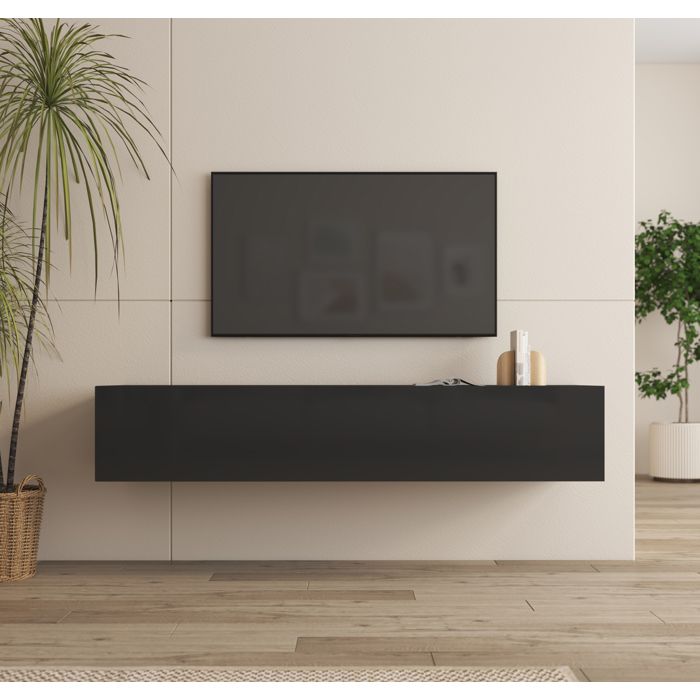 TV cabinet - NORA - Forli XL - Door(s) - Rectangular - Black - Glossy