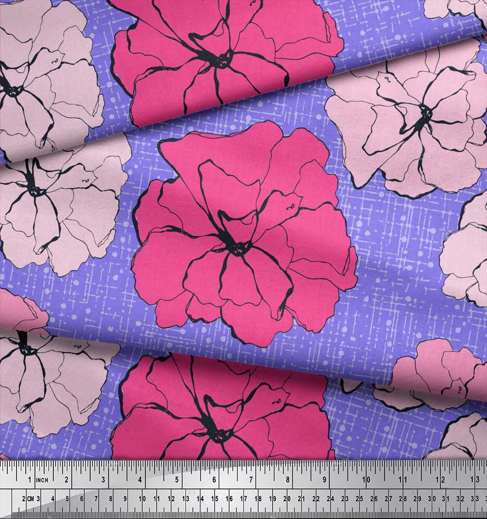 Soimoi Японский креп-атласная ткань с гвоздикой и цветочным принтом, швейная ткань, метр 42 дюйма