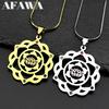 Yoga Lotus Reiki Healing 7 Chakra Rhinestones Necklace for Women Men Stainless Steel Buddhist Spiritual Amulet Chain Jewelry