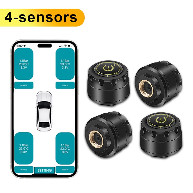 Мотоцикл Автомобиль Система мониторинга давления в шинах TPMS Bluetooth 5.0 Датчик давления в шинах Предупреждение о температуре Монитор Манометр