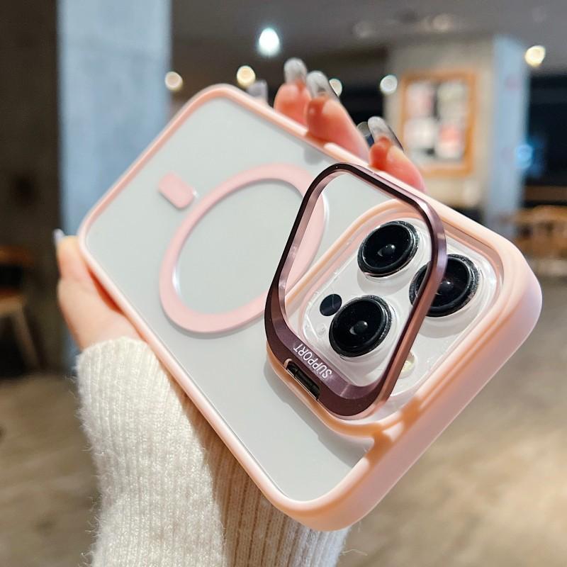 Для Magsafe Stand Glass Lens Protector Case для iPhone 16 15 14 13 11 12 Pro Max 16 Plus Роскошная магнитная противоударная задняя крышка