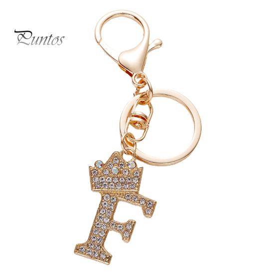 Брелок для ключей, роскошный горный хрусталь, корона, инициалы, автомобильный брелок AG, золотой брелок с 7 буквами, женский аксессуар для сумки, орнамент