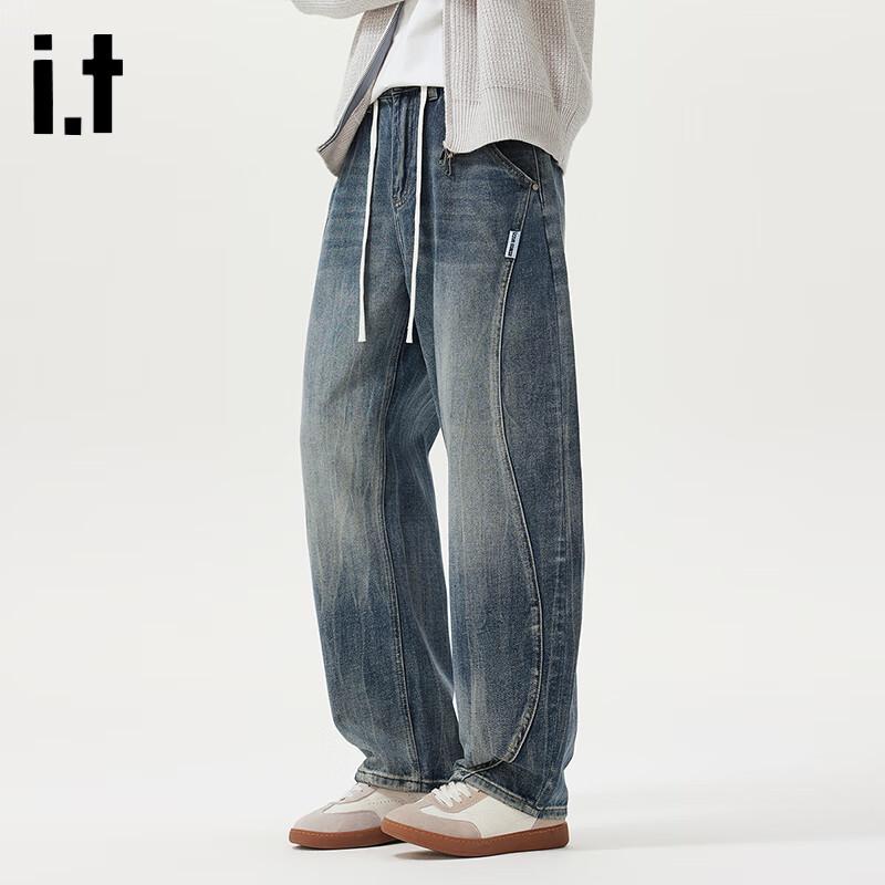 Izzue Мужские джинсы из денима прямого кроя в стиле американского хай-стрит