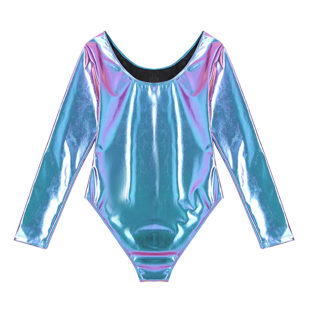 Женский длинный рукав гимнастический балетный купальник танцевальный облегающий костюм