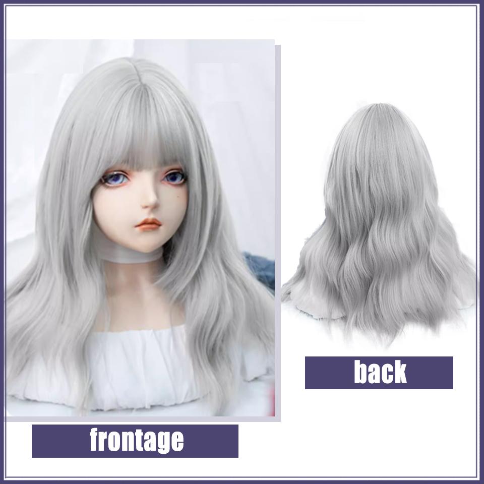 Серый длинный кудрявый синтетический парик женский кролик полицейский косплей праздничный парик милый повседневный серый прямой челка длинный кудрявый парик