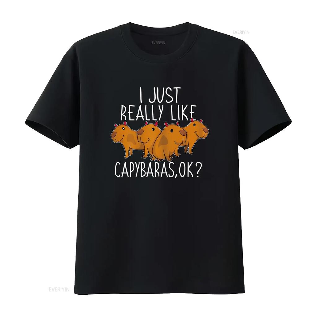 Capybara Lover Cute T Shirt vintage Washed Casual streetwear Soft graphic homme Stylish designer clothes Versatile Stretched