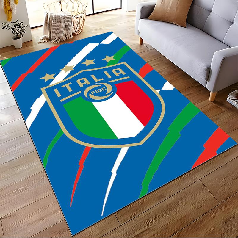 Italy Football Logo with Flag Colors Design Non-slip rug suitable for living room and bedroom sofas sofas