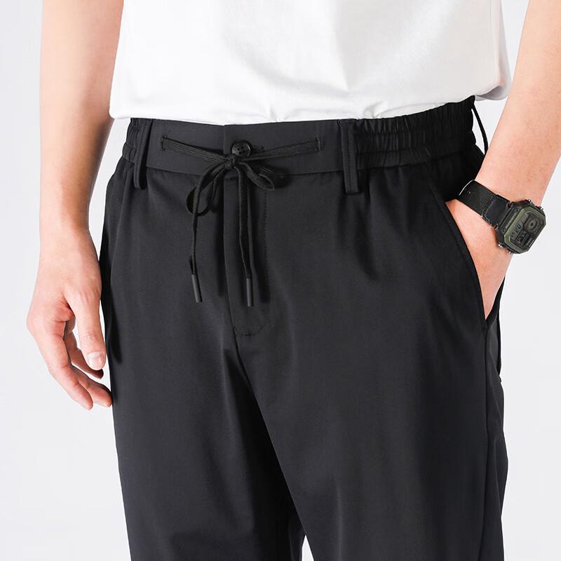 Yalu Men's Ice Silk Drawstring Elastic Waist Casual Straight-Leg Pants