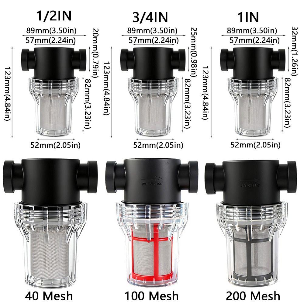 1/2" 3/4" 1" Connection Pre-filter for Water Line Clear Plastic Plumbing Sediment Filter Car Wash