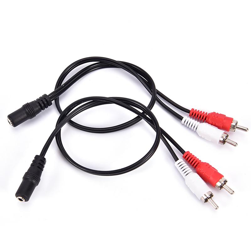 2-Rca штекер на 3,5 мм гнездовой Aux аудио разъем для наушников переходной кабель