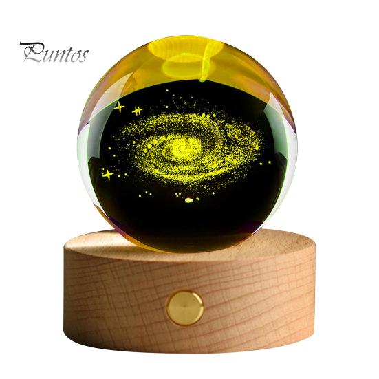 Искусственный хрустальный шар, успокаивающий космический ночник, прозрачные светящиеся звездные сферы с деревянной основой для прикроватного столика