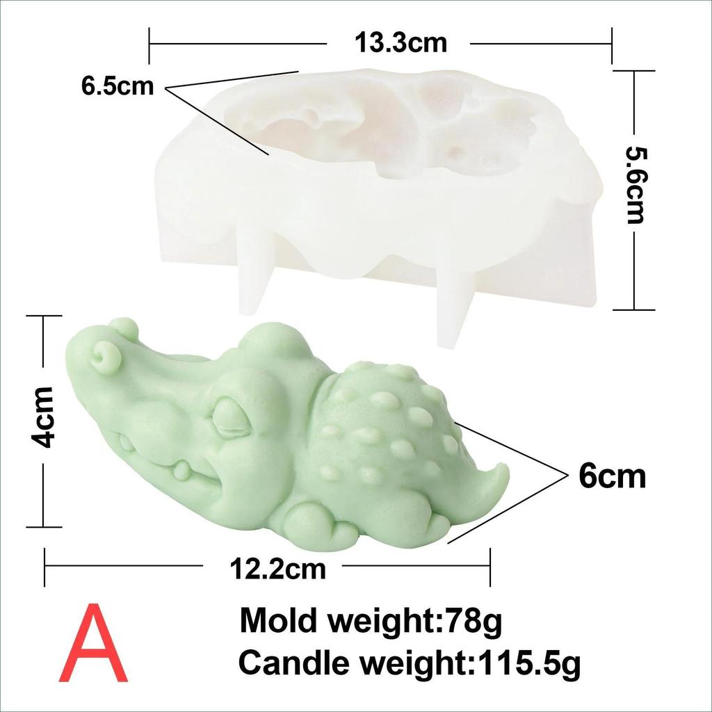 Cartoon Small Elephant Silicone Candle Mold DIY Handmade Lying Crocodile Plaster Epoxy Resin Baking Molds for Home Decoration