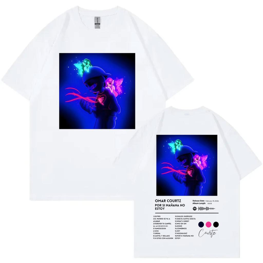 Singer Omar Courtz Double Sided Print Tshirt Por Si Mañana No Estoy Album Poster Graphic T Shirts Unisex Casual Cotton Tshirts