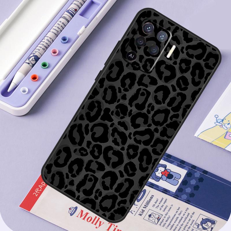 Leopard Print Black Cheetah Pattern For Oppo A60 A80 A40 A94 A74 A54 A15 A18 A38 A58 A78 A98 A16 A76 A96 A57 A17 A77 A5 Pro Case