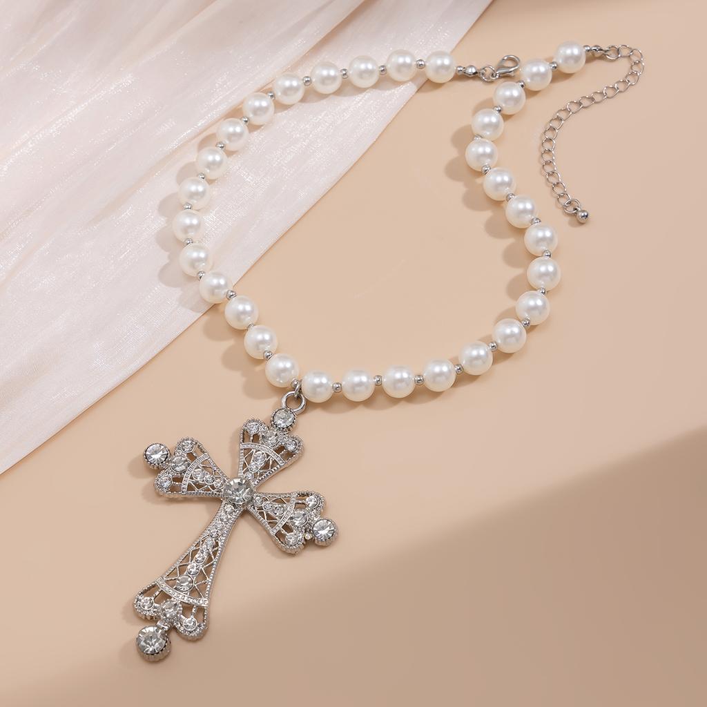 Винтажное ожерелье с подвеской в виде креста для женщин, готические бусы, аксессуары на Хэллоуин, украшения на шею