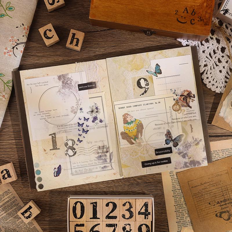 Retro Wooden English Letter Stamp for Handcrafted Decoration and Material Symbol Engraving