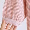 Spring and Autumn New Women's Long Skirt 100%cotton Gauze Plaid Nightdress Long-sleeved Home Skirt Simple V-neck Skirt Nightgown