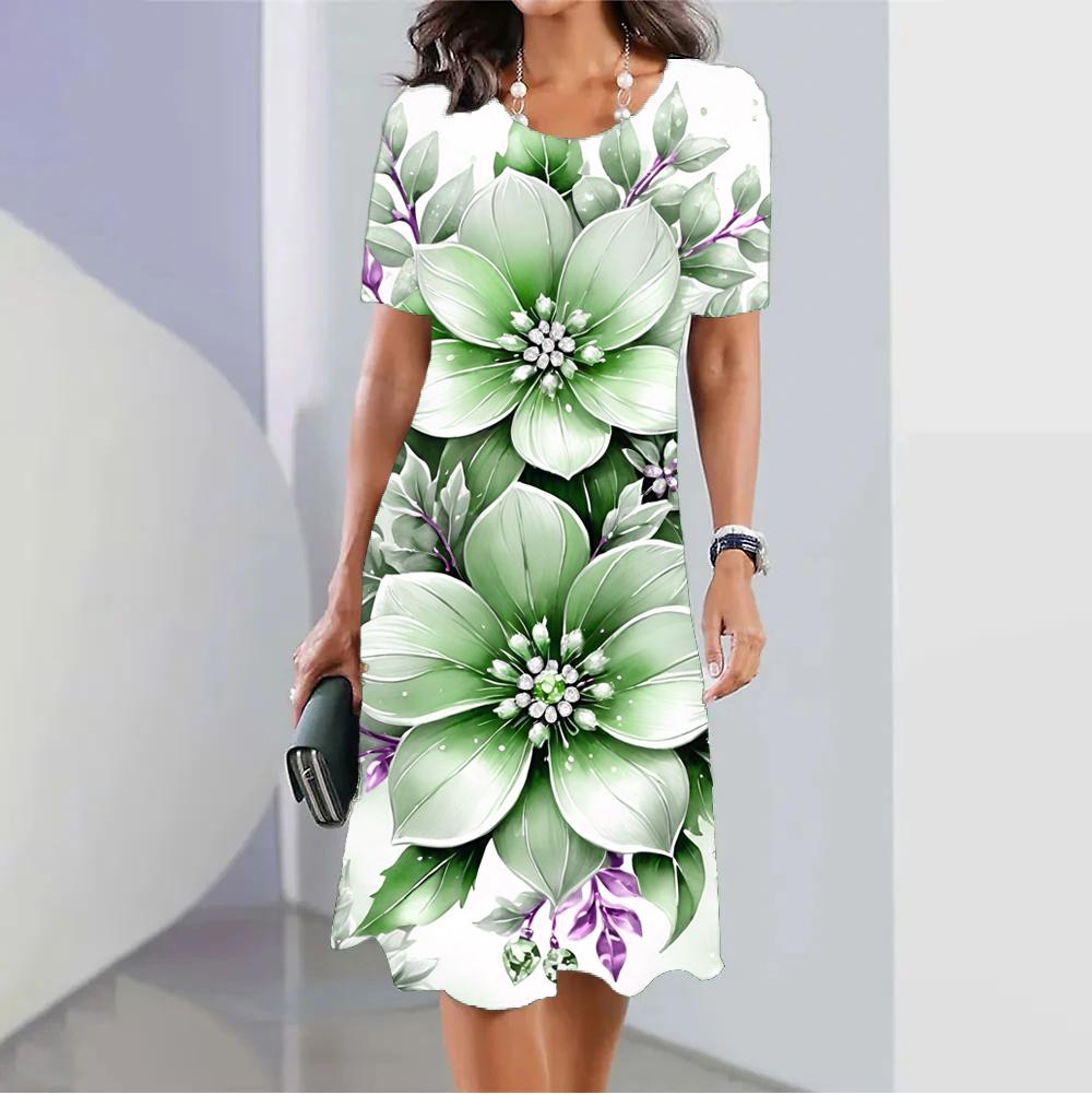 Модное женское платье с 3D-принтом в виде черепа, забавный узор ужасов, повседневное платье А-силуэта, летнее женское платье с коротким рукавом и круглым вырезом