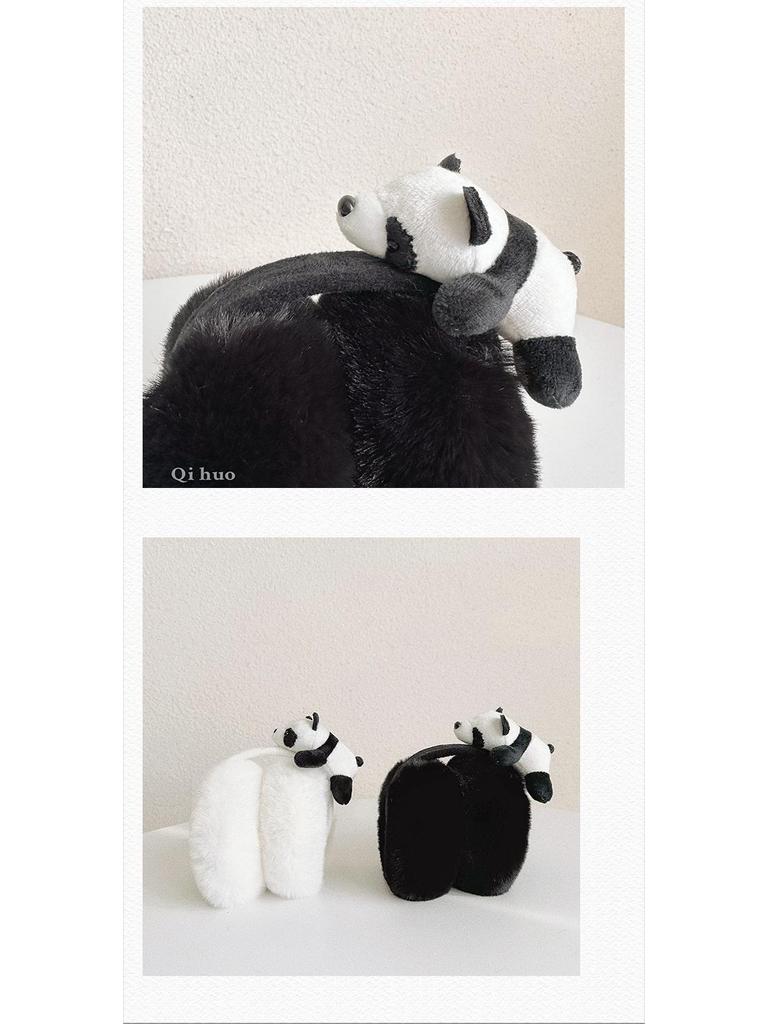 Женские милые плюшевые наушники «Панда» — теплые, непромокаемые, ветрозащитные наушники для осени и зимы 2024 г.