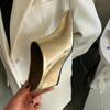 Fashion Half Slipper Women Soft Leather Small Square Wedge High Heels Fashion Wear Lazy Mugler Shoes