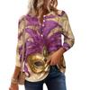 Женская модная свободная повседневная блузка с длинным рукавом и карнавальным принтом
