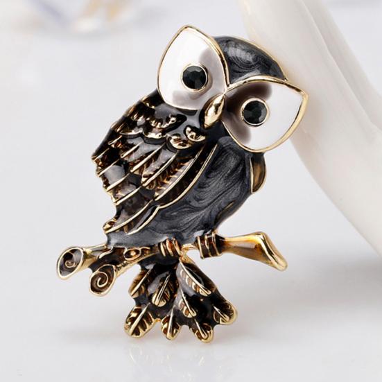Женская брошь с инкрустацией стразами в виде совы, булавка для одежды, украшения, подарки