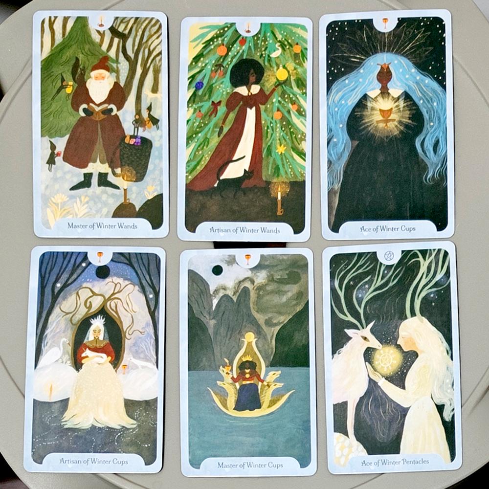 Сезоны Ведьмы: Зимнее Таро - Колода из 78 карт для Йоля и Имболка - Инструмент гадания в народном стиле 10,3*6 см