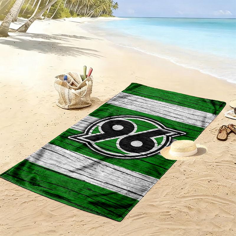 Пляжное полотенце Hannover 96, Большое, Мягкое, Быстросохнущее, для Пляжа, Кемпинга, Плавания
