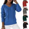 Women's Fashion Casual Solid Color Print Autumn Winter Long Sleeve V-Neck Sweaters