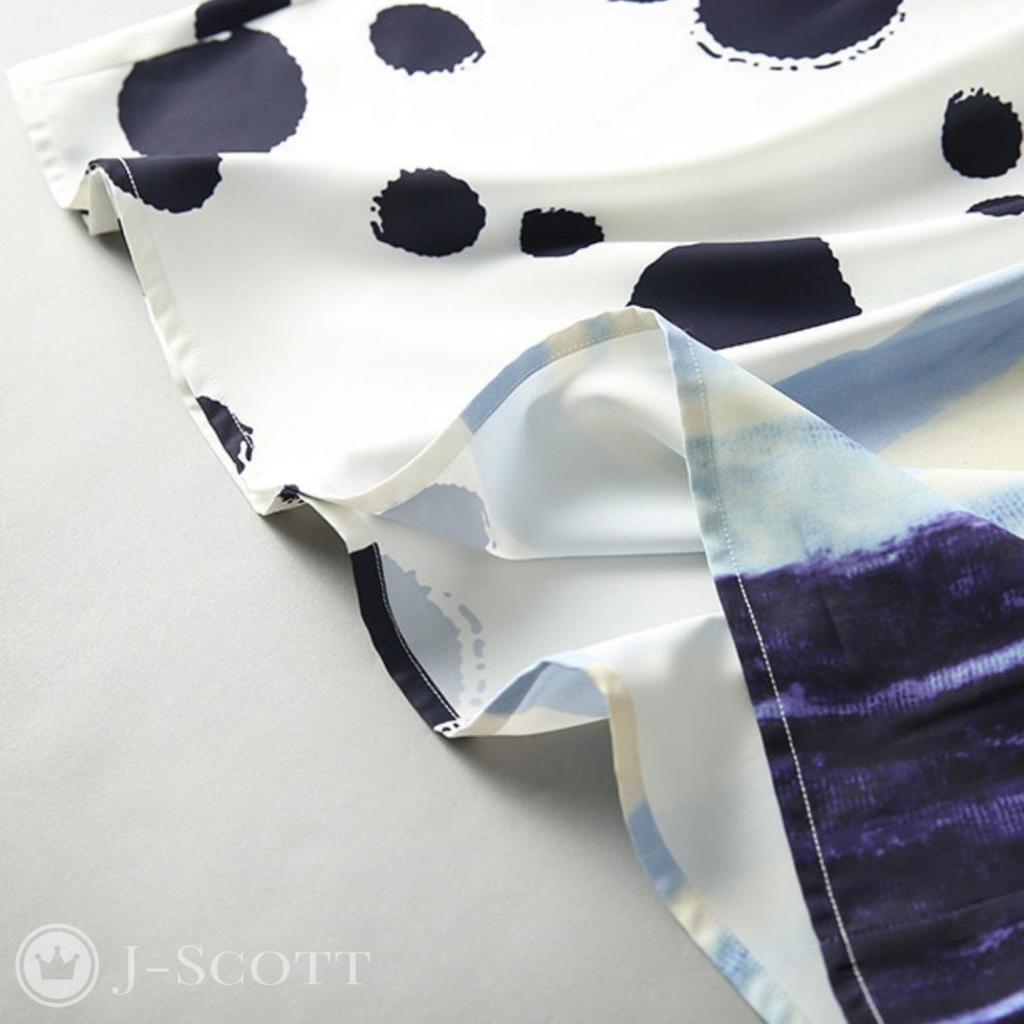 Платье с рисунком в виде арт-образца, с талией средней длины, эластичное, в горошек, среднее, повседневное, легкое, французское, длинное, свободное, с поясом, с рисунком, хорошо, круто, выглядит, аккуратно [J-Scott]