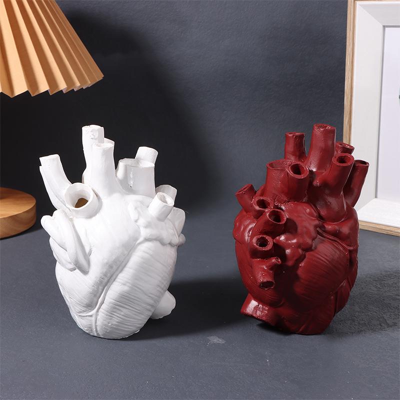Ваза в виде сердца, сухой горшок, художественная ваза, статуя человека, ваза-контейнер, имитация анатомии, ваза в форме сердца, декоративная подарочная ваза, эстетический декор комнаты