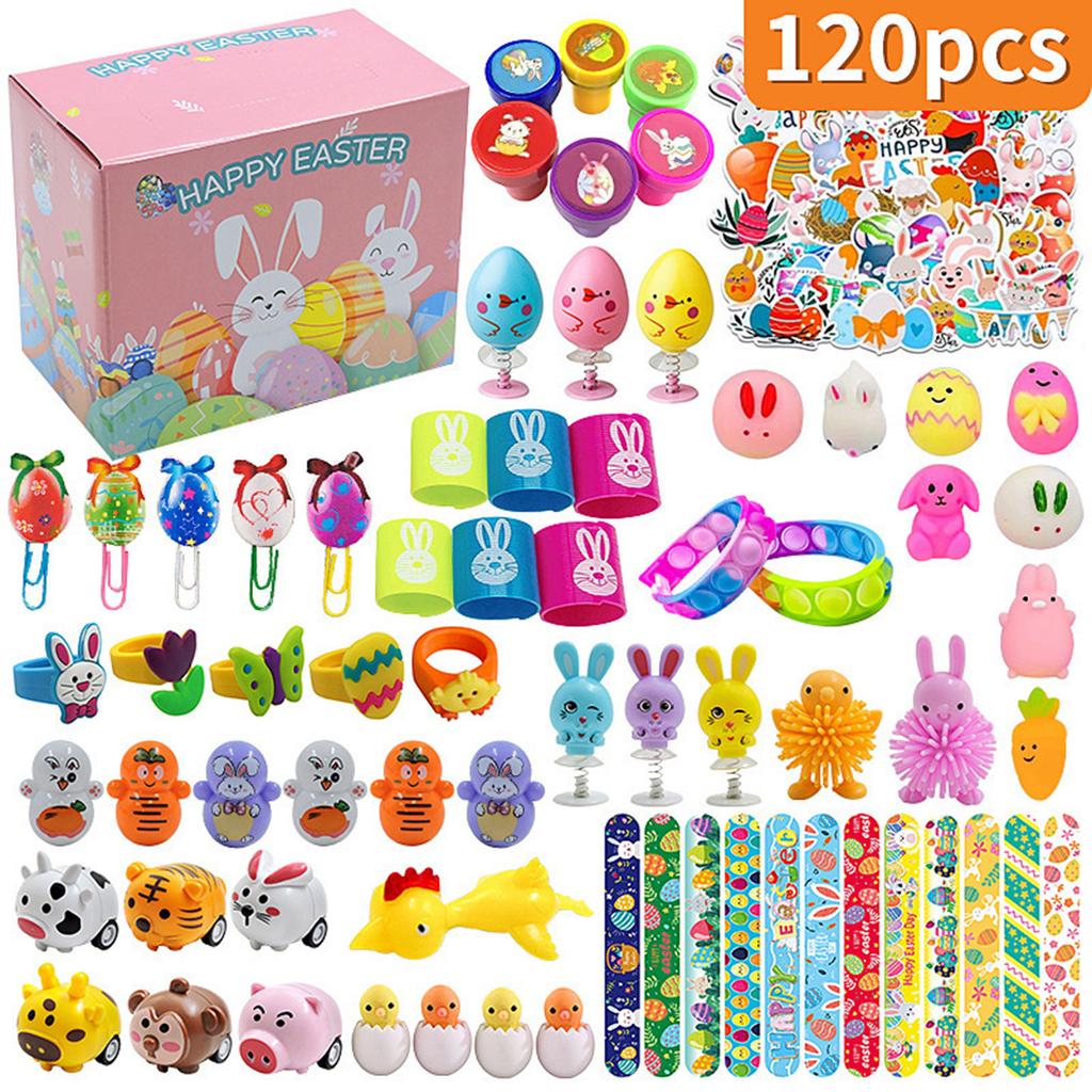100/120 Pack Basket Stuffers Fillers Prefilled Easter Eggs Classroom Prize with Mini Novelty Dolls for Kids Girls Boys