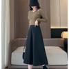 Angora Red Umbrella Skirt Half Skirt for Women Autumn Winter Mid-Length Plus Size Hip-Covering Slimming Pleated Skirt Half Suit Skirt