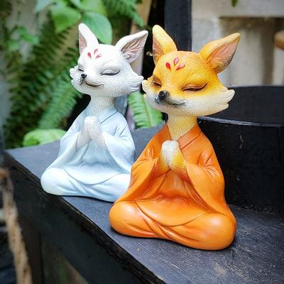 Украшение Zen Fox Винтажная девятихвостая лиса Мясистый бонсай Украшение Поделки Домашнее Креативное Автомобиль Стол Личность Безделушки