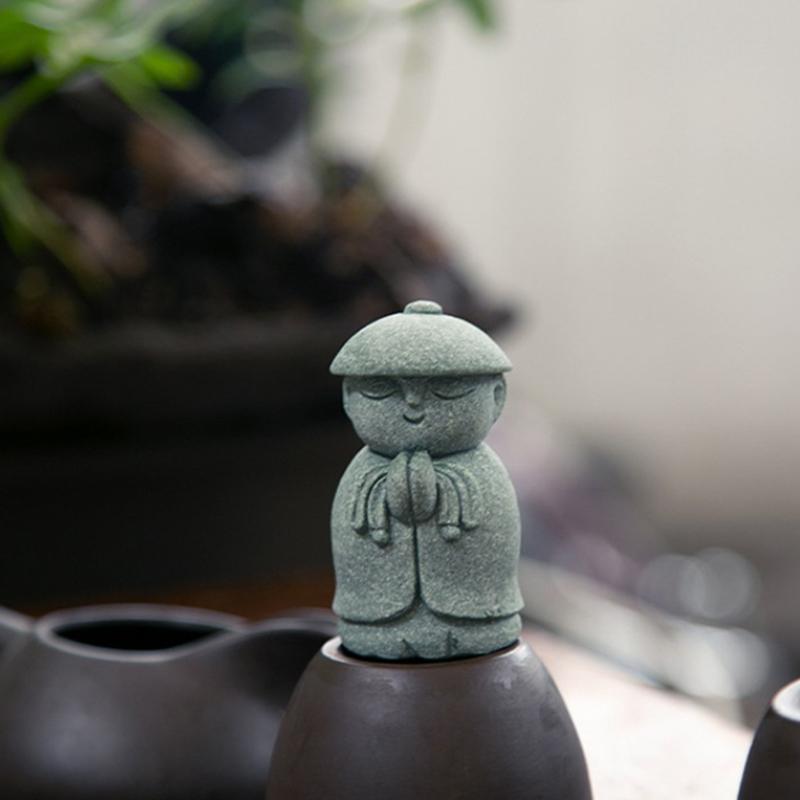 Miniature Statues Small Monk Figurines 4 Piece Resin Meditation Room for Study Tabletop Gifts Sets