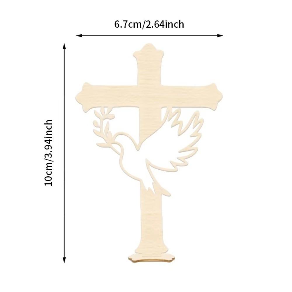10Pcs Wood Wooden Peace Dove Cross Hollow Dove Tabletop Decorations Classic Baptism Decorations