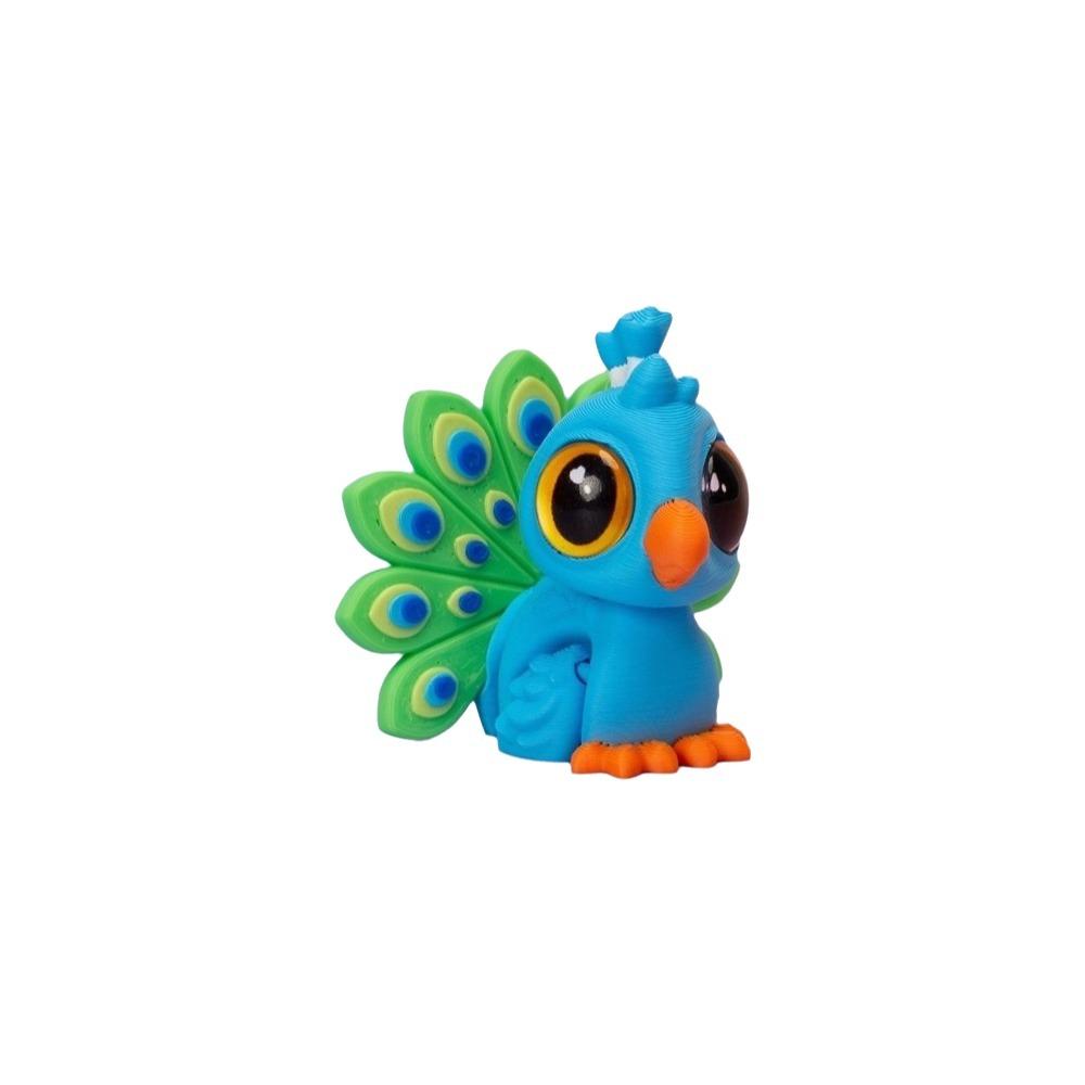 Multi‑Color 3D Printed Peacock Figurine Cartoon Style Articulated Peacock Ornament for Home