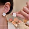 Квадратные серьги с текстурой французской глазури капельного типа, женские, нишевые, с характером, пусеты, новые уши