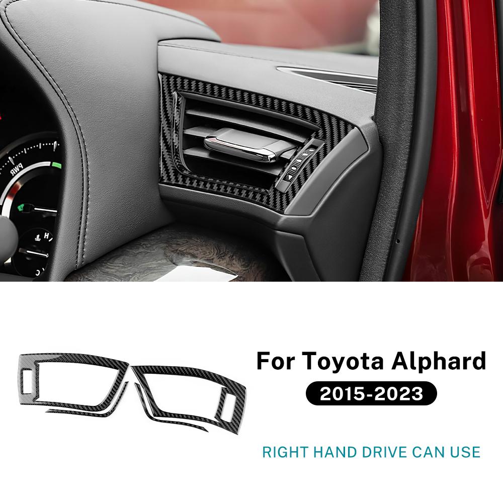 Real Soft Carbon Fiber Sticker For Toyota Alphard 2015-2018 2019 2020 2021 2022 2023 RHD Car Center Console Side Air Outlet Trim.