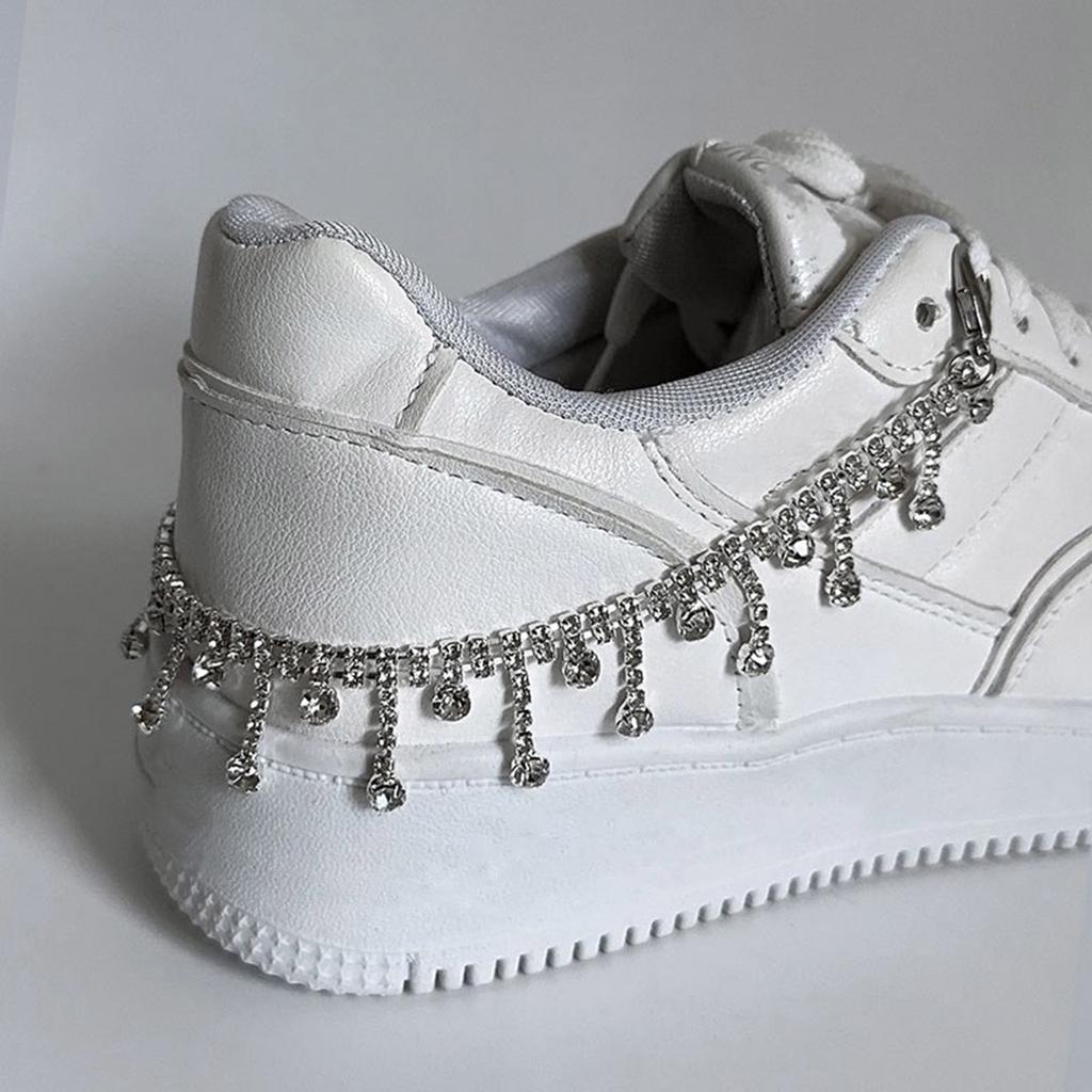 Регулируемая цепочка для обуви, уникальное металлическое украшение со стразами для каблука, универсальный аксессуар для обуви для подростков и взрослых