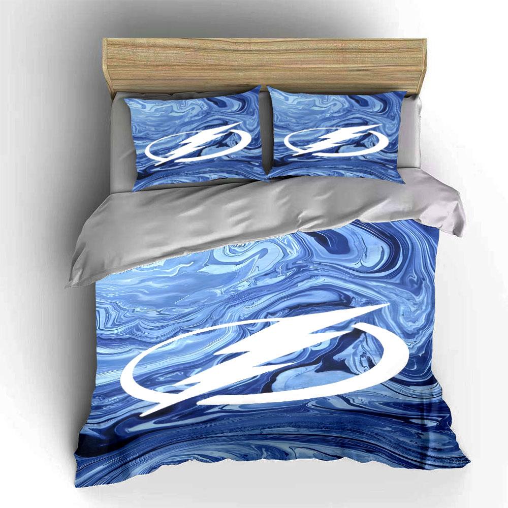 Blue Marble Pattern with White Lightning Bolt Print Bedding Set Duvet Cover Pillowcases (1* Duvet Cover 2* Pillowcases Do Not Include Comforter)
