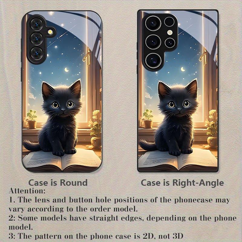 Стеклянный чехол для телефона с рисунком черной кошки, подходит для Samsung Galaxy S26 S25 S24 S23 S22 S20 FE/Ultra/Plus, пылезащитный и ударопрочный