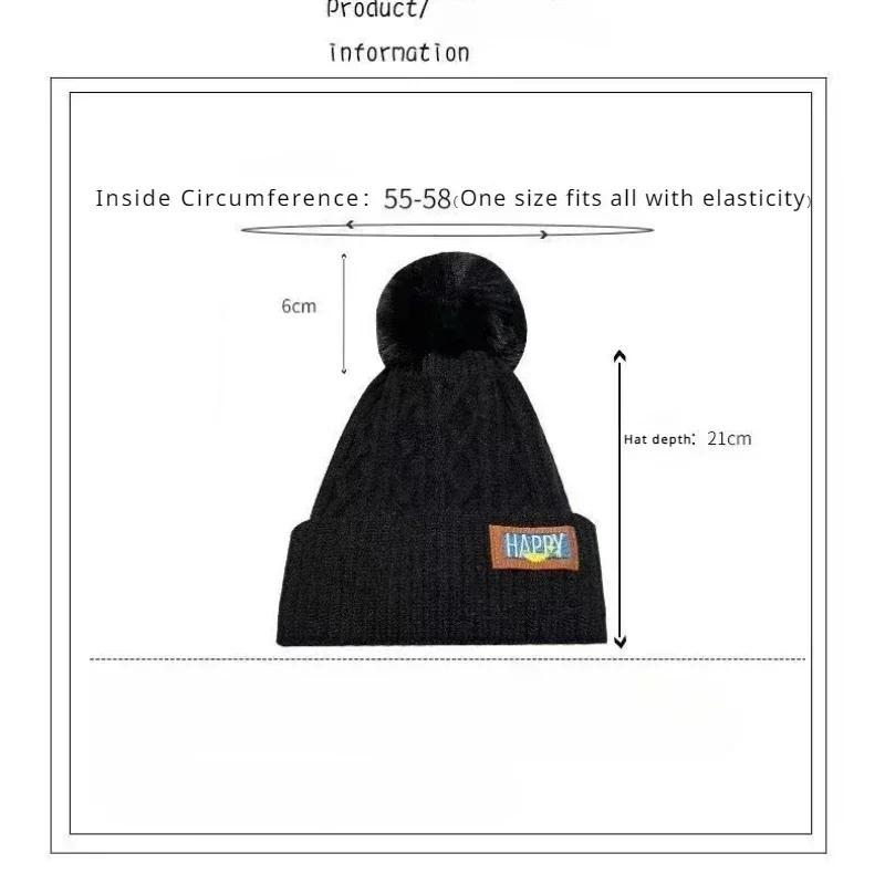 Корейские утепленные вязаные шапки, женские плюшевые зимние теплые шапки на флисовой подкладке для женщин и девочек, уличная шерстяная термошапка